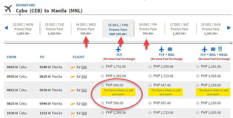 Cebu Pacific Cebu to Manila December Promo