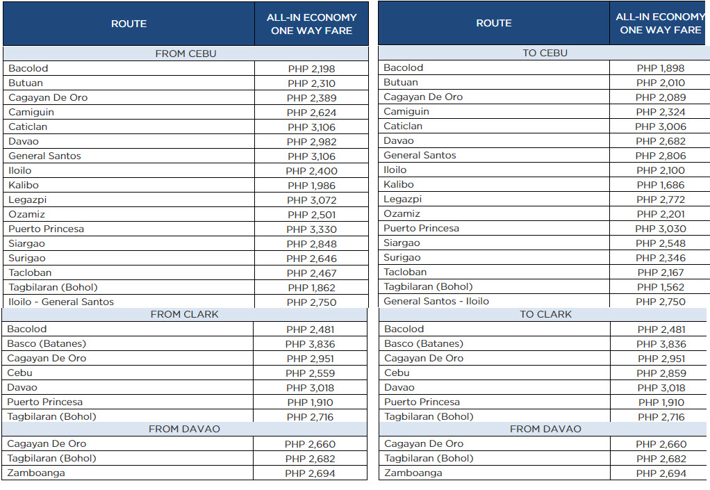 philippine airlines buy 2 take 1 promos cebu clark davao