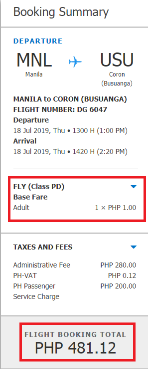 piso fare to coron 2019