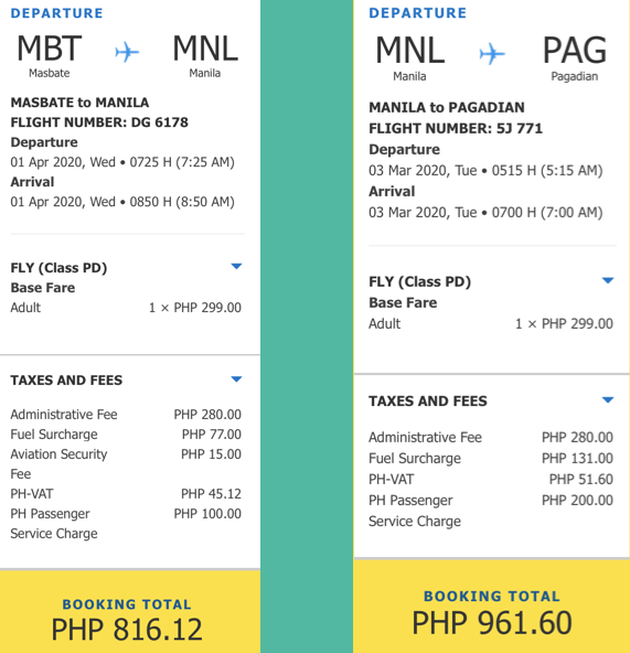 promo fare pagadian masbate