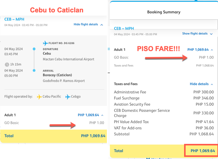 piso fare cebu to caticlan