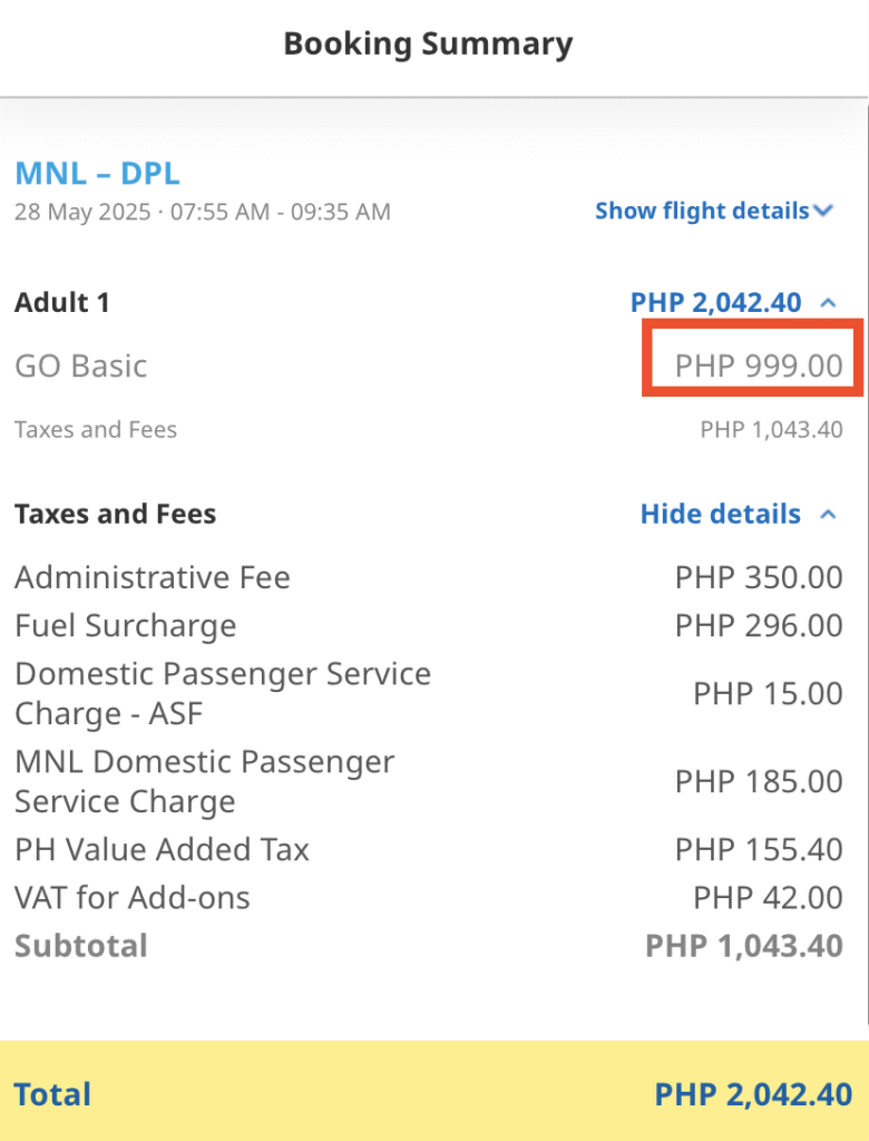 Manila to Dipolog promo ticket at P999 base fare via Cebu Pacific seat sale 2025
